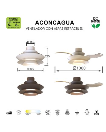 ACONCAGUA * PLAFÓN/VENTILADOR LED - CAFE